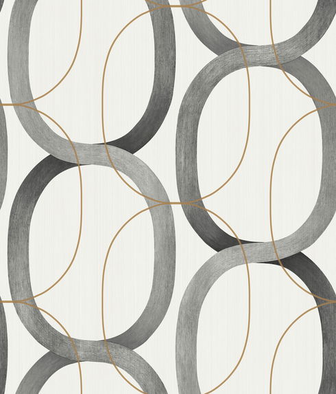 Interlock Black & Gold Wallpaper