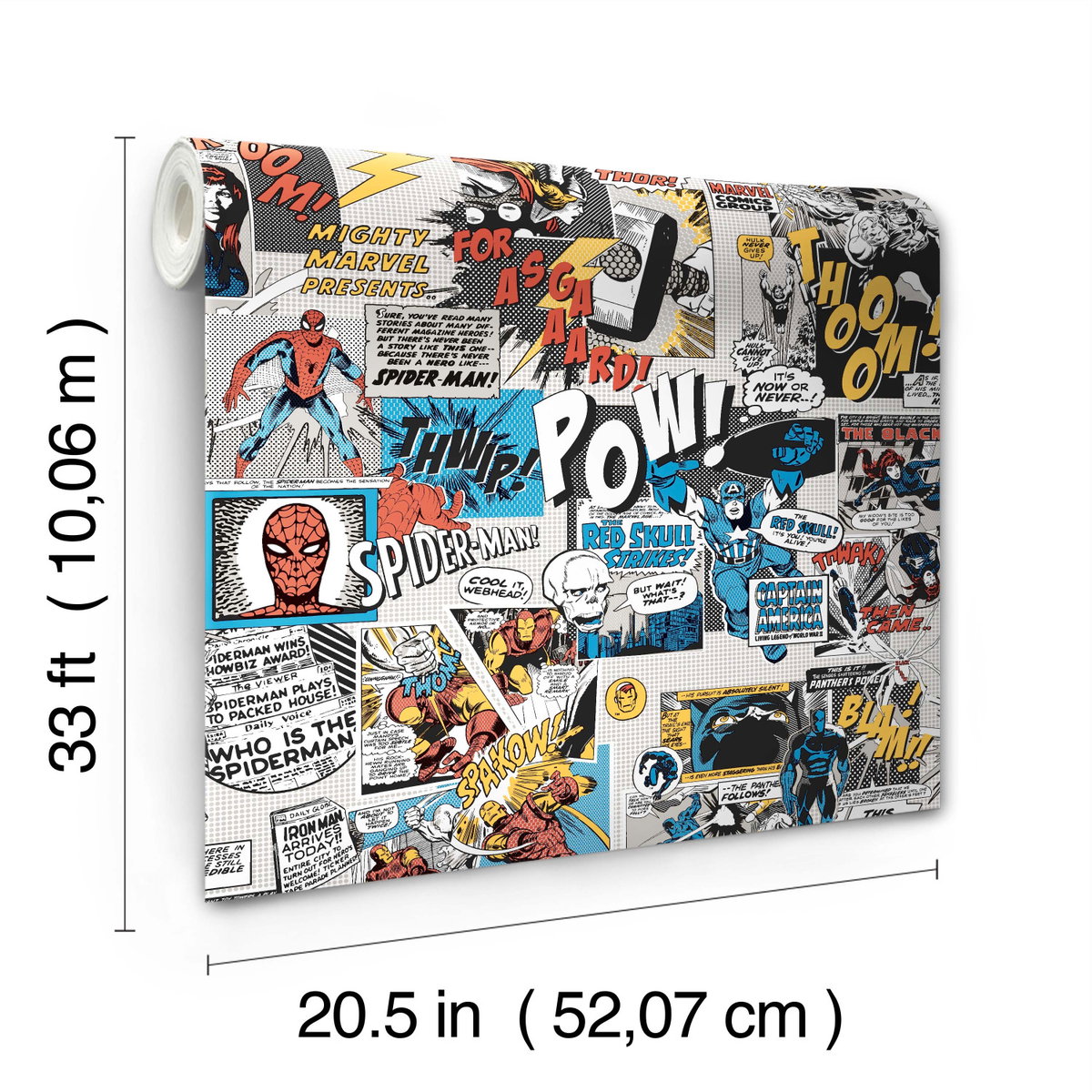 Marvel Comics Pow! Black & Blue Wallpaper, by York Wall, 33' length x 1'8.5" width x 0.02" depth View 6