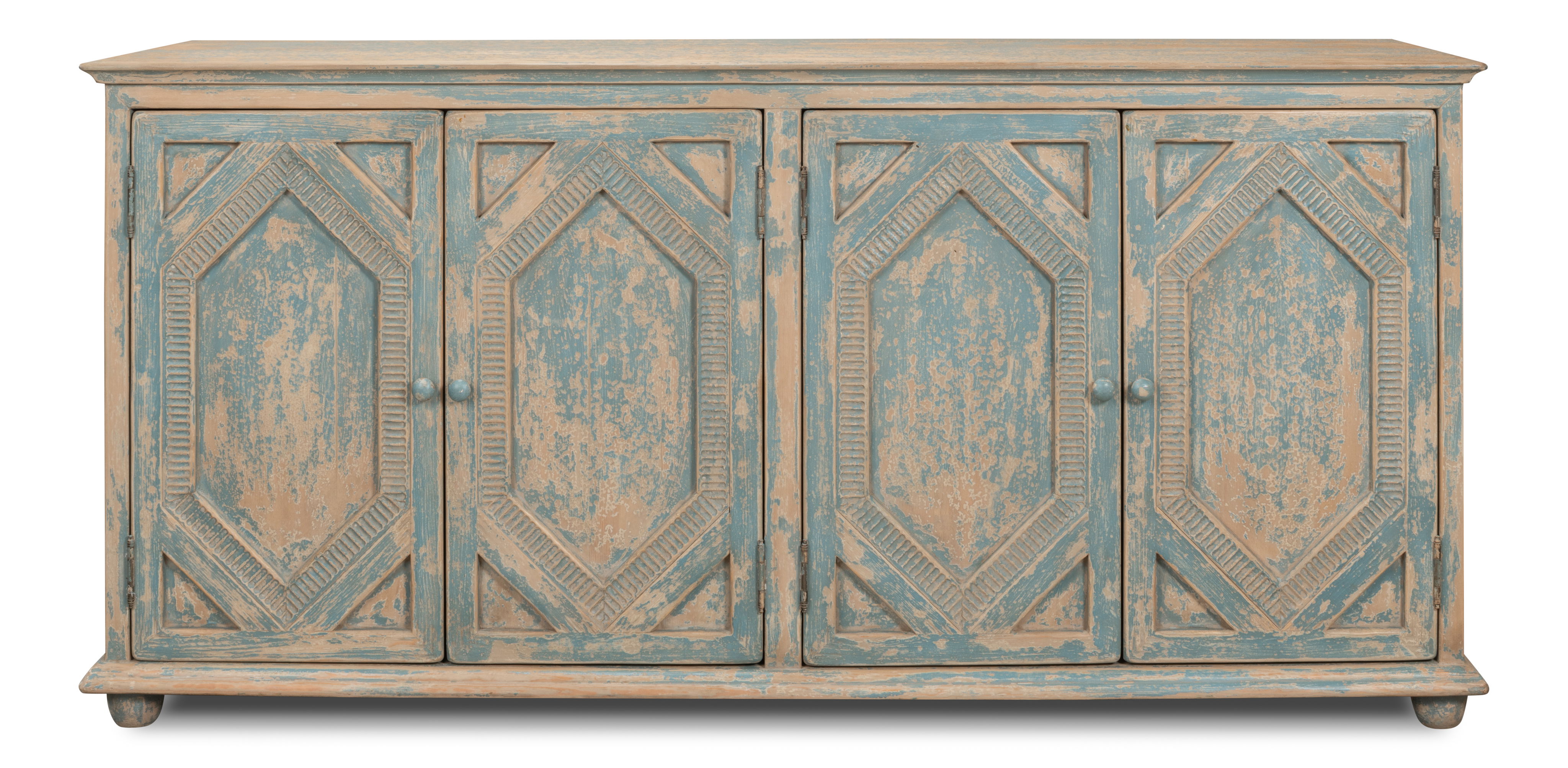 Four Diamonds Sideboard, Blue, Cabinets & Sideboard by Sarreid, 76" length x 22" width x 37" height View 2