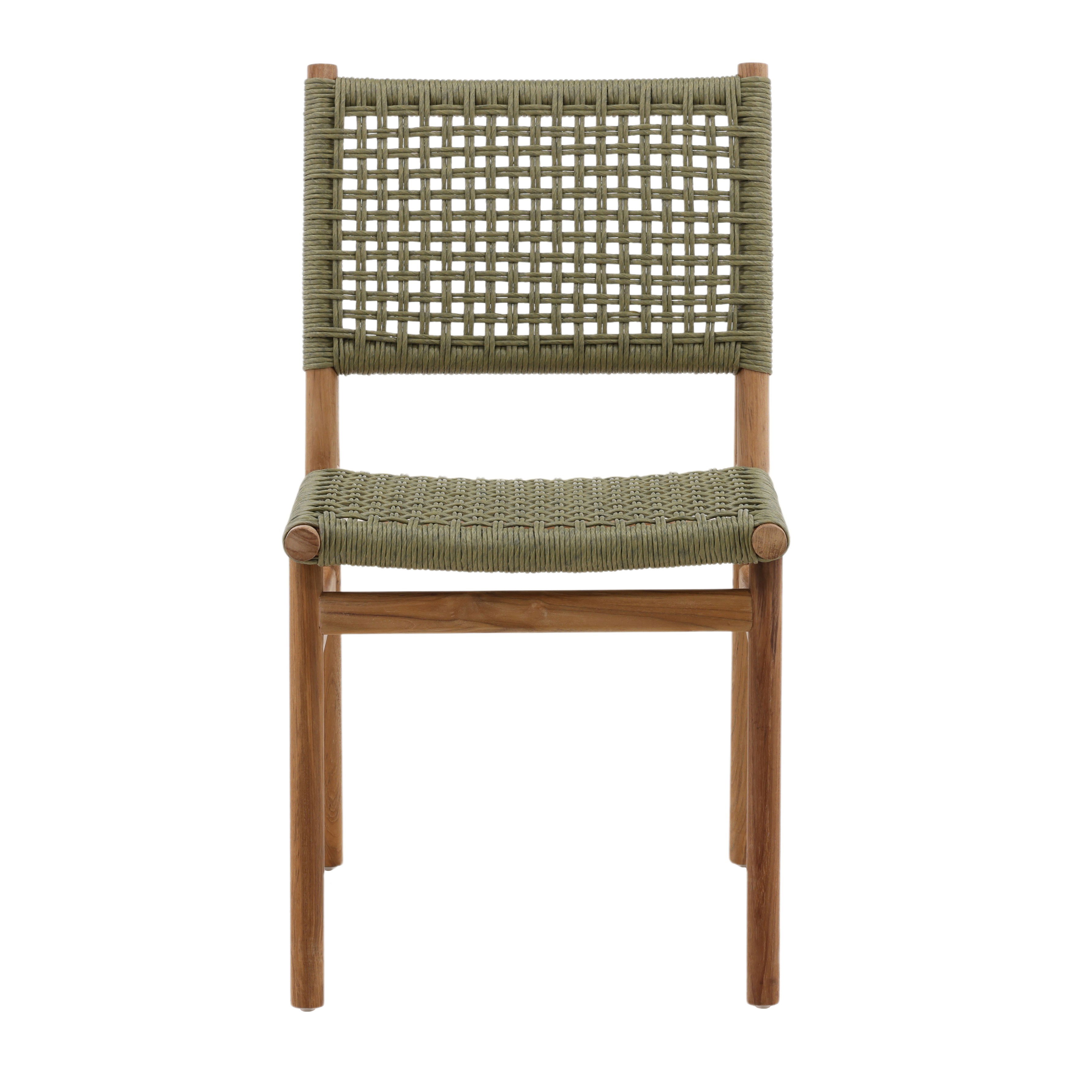 Francisca Outdoor Dining Chair Set of 2 Green, by Dovetail, 18.3" width x 32.75" height x 24.33" depth View 2