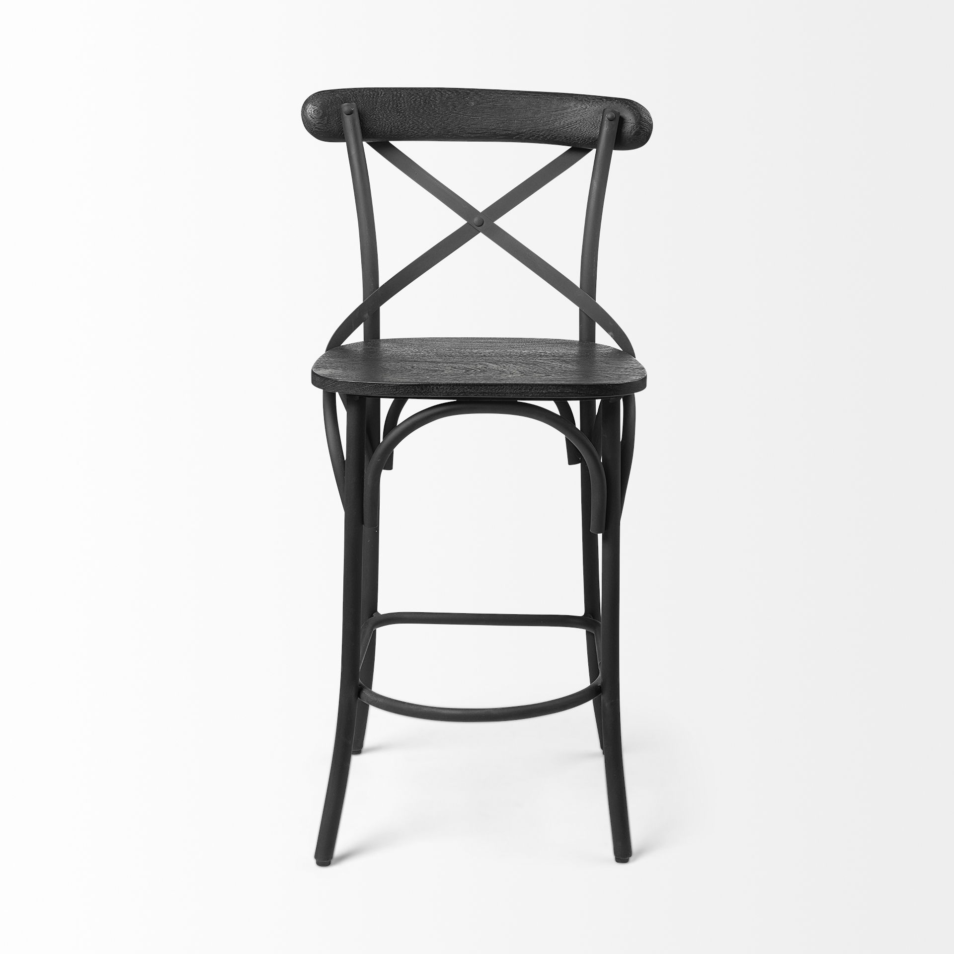 Etienne 26.25' Seat Height Black Wood Seat Black Metal Base Stool, Counter & Bar Stool by Mercana, 20.3" length x 22" width x 41.5" height View 3