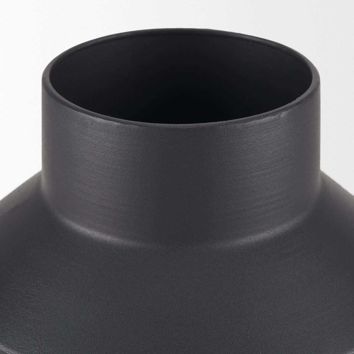 Tosca Medium Matte Black Metal Vase, by Mercana, 9.06" length x 9.06" width x 7.87" height View 7