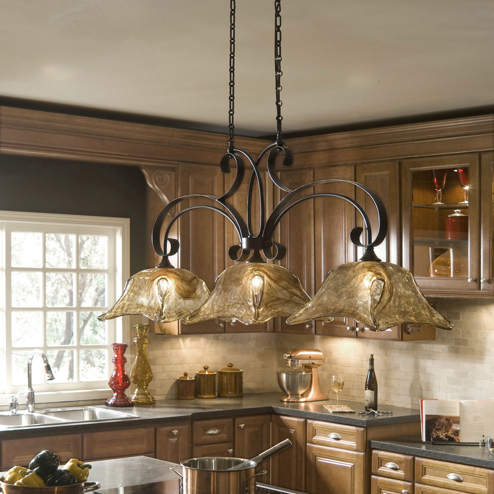 Vetraio 3 Lt Bronze Kitchen Island Light large image 