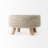 Bina   Light Gray 4 Legged Wool Stool, Ottoman by Mercana, 24" length x 24" width x 14" height thumbnail 5