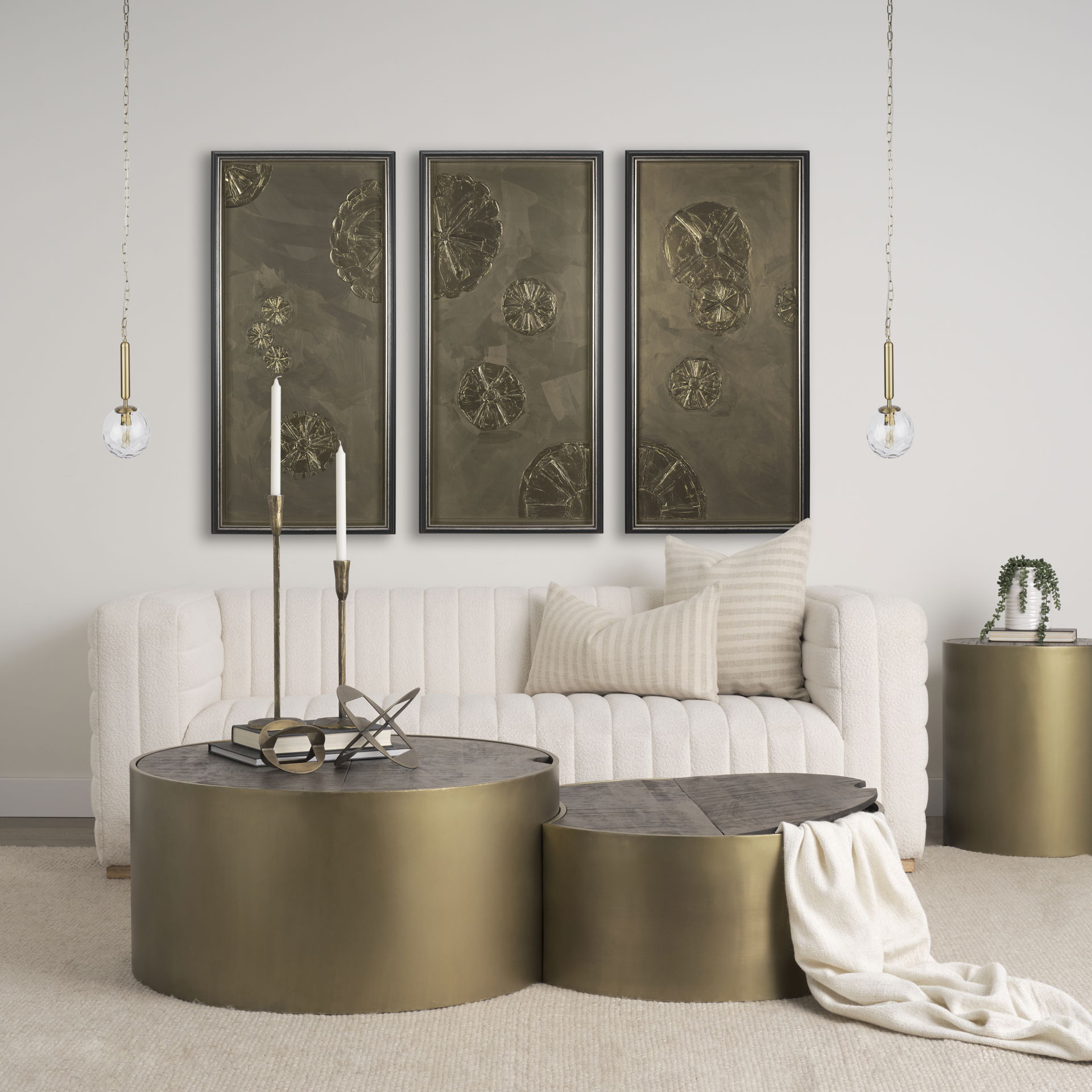 Britton Gold Metal with Clear Glass Globe 1-Light Pendant Light, by Mercana, 5.91" length x 5.91" width x 13.78" height View 2