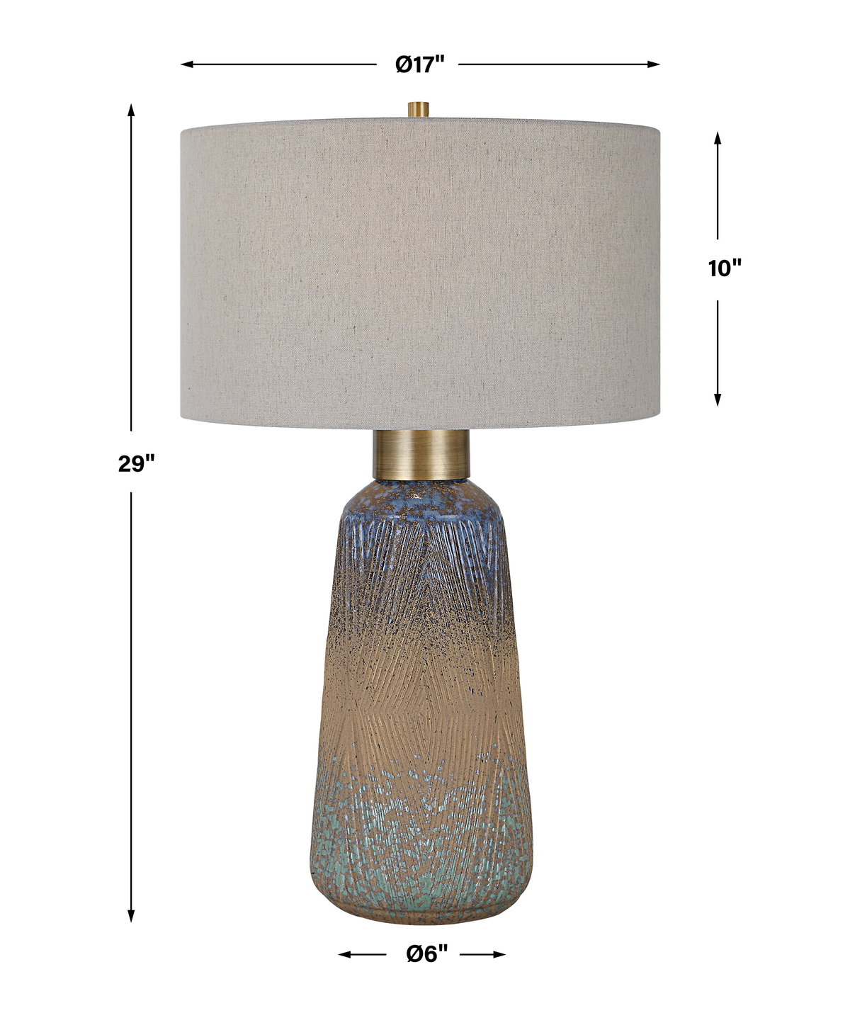 Western Sky Ceramic Table Lamp, by Uttermost, 1'5" width x 2'5" height x 1'5" depth View 3