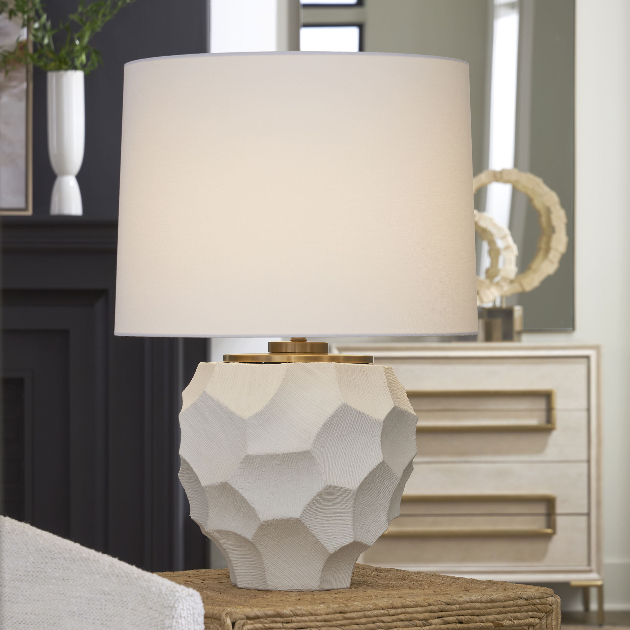 On Edge Chalk White Table Lamp large image 