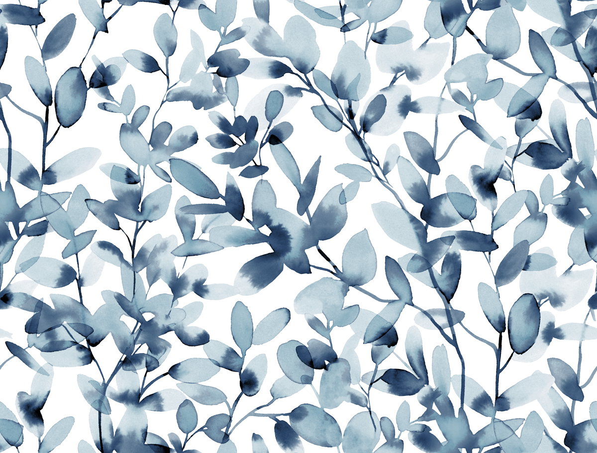 Botany Vines Blue Peel & Stick Wallpaper, by York Wall, 20' length x 2'3" width x 0.02" depth