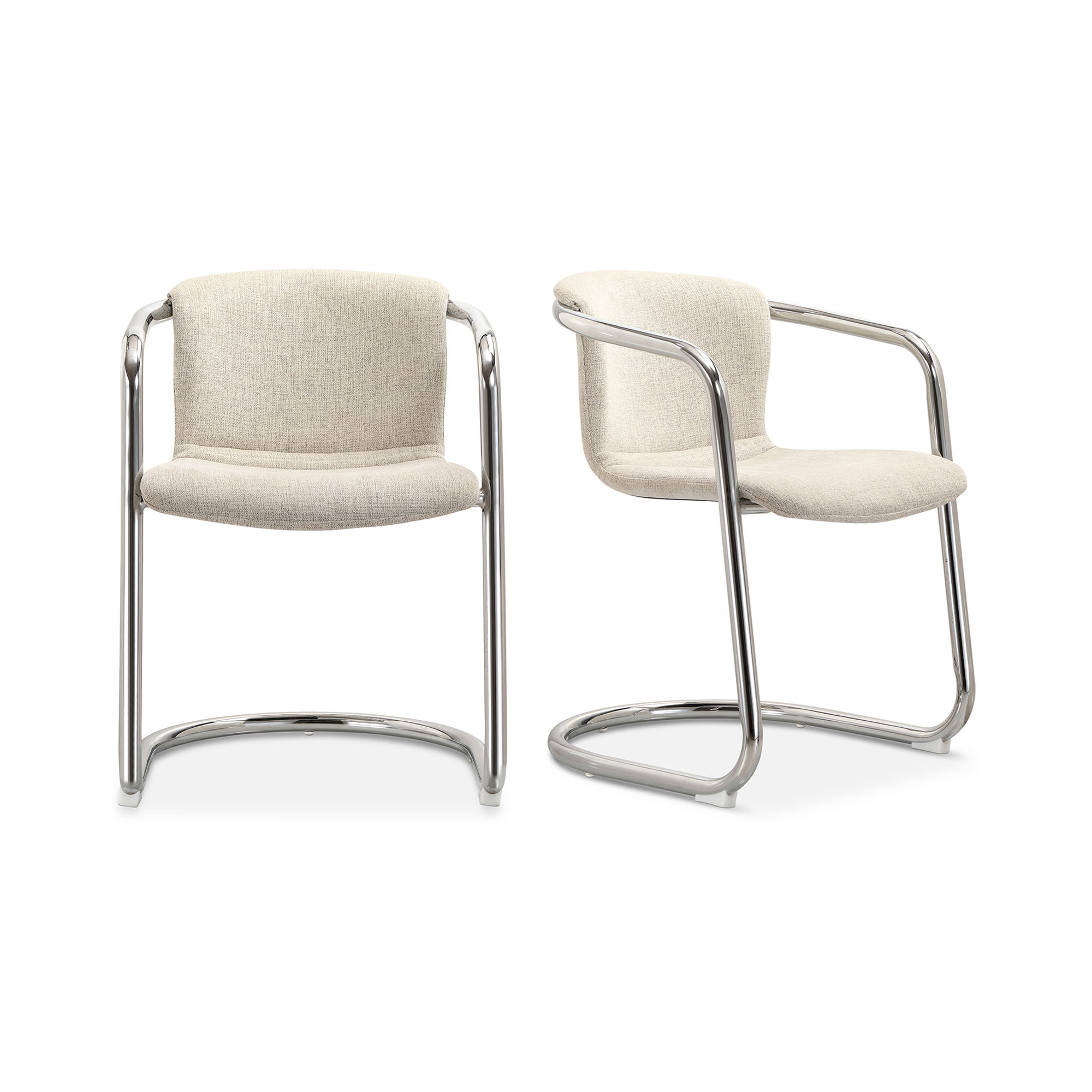 Freeman Chrome Frame Dining Chair Blended Cream - Set Of Two, by Moe's Home, 22" width x 30" height x 24" depth View 1