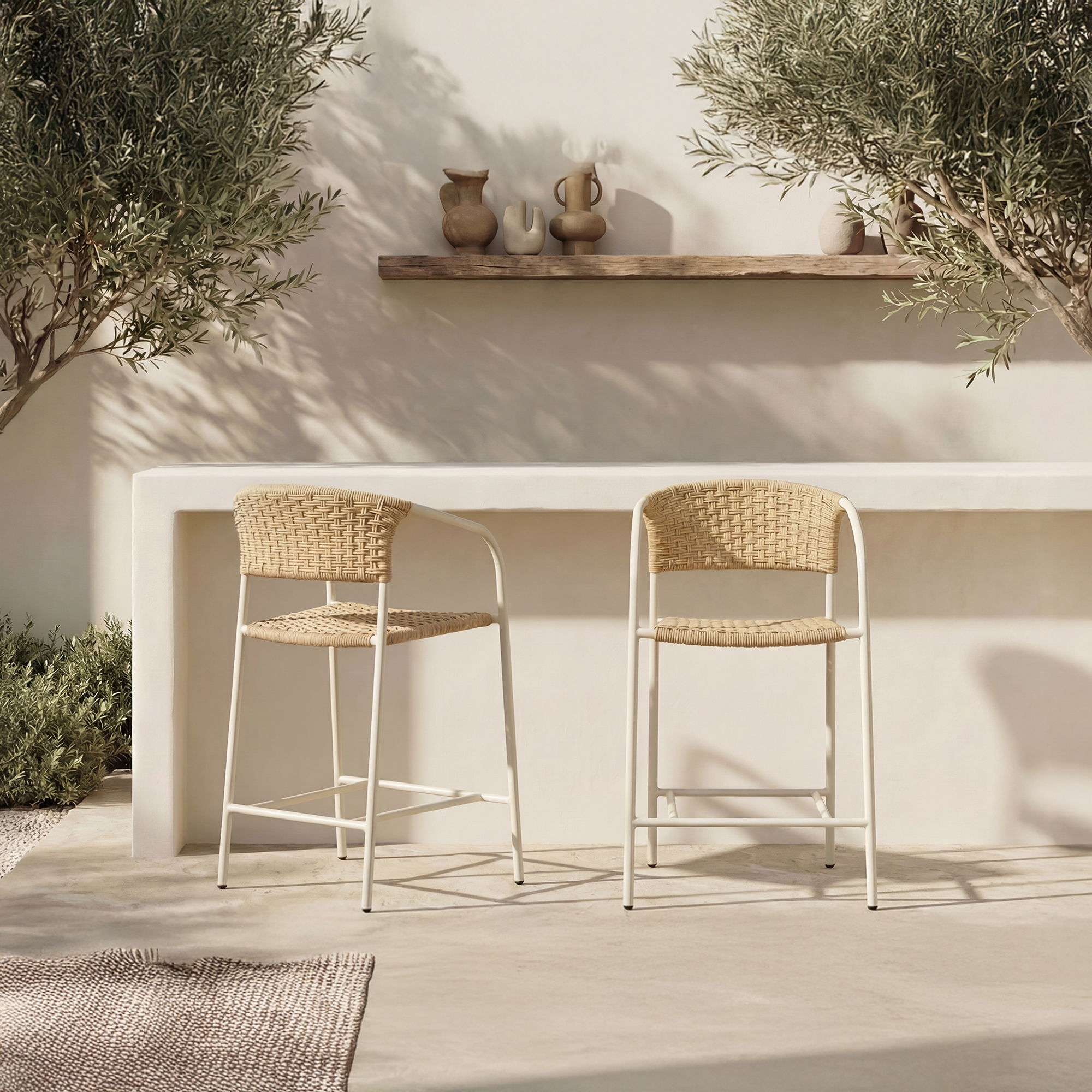 Zola Outdoor Counter Chair Natural, Counter & Bar Stool by Moe's Home, 24" width x 38.66" height x 23" depth View 8