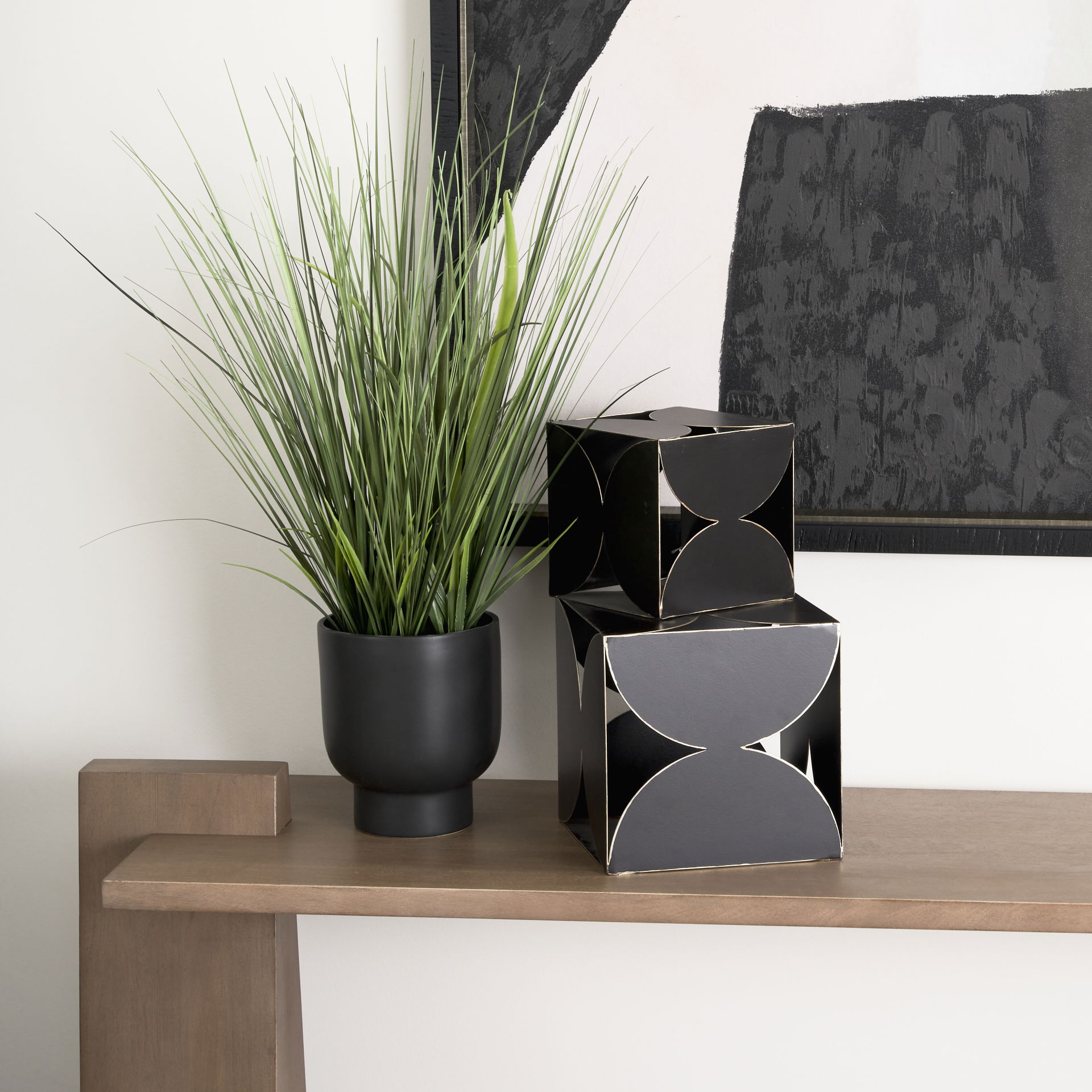 Darren (Large) 8L x 8W Black Metal Decorative Cube large image 