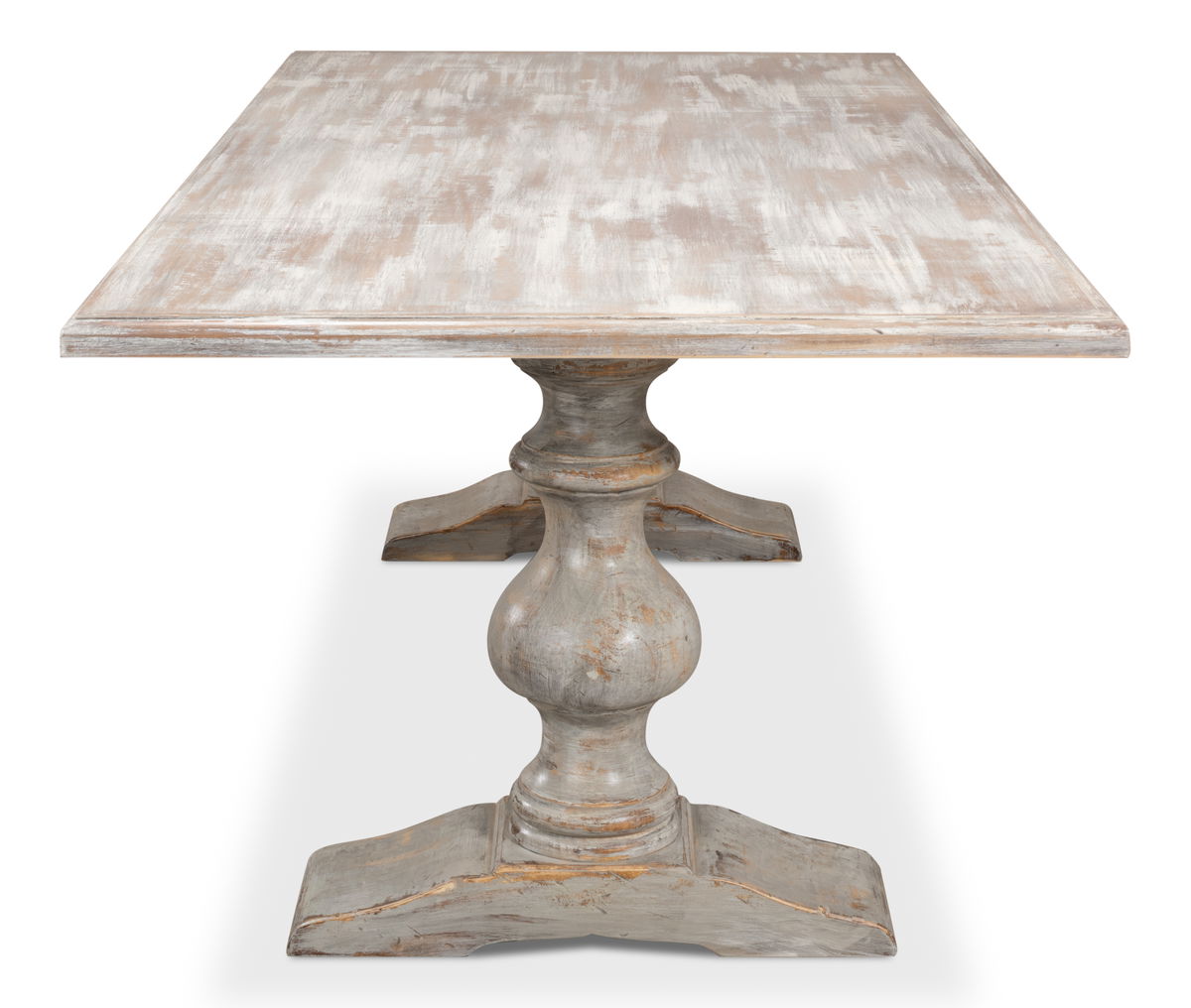 Lionisio Trestle Table  Grey Oak, by Sarreid, 3'5" length x 7' width x 2'6" height View 10