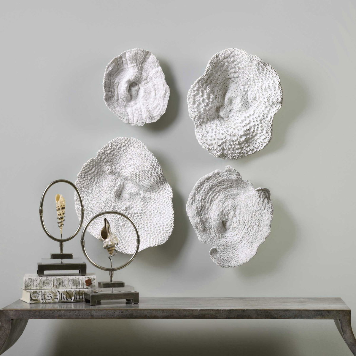 Sea Coral Wall Art Set/4, Sculptural Wall Art by Uttermost, 15.16" width x 13" height x 3.66" depth View 2