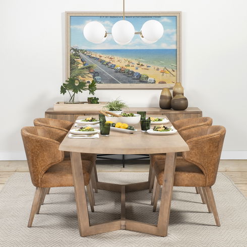 Denver 91.5x38 Rectangular Brown Solid Wood Top & Base Dining Table