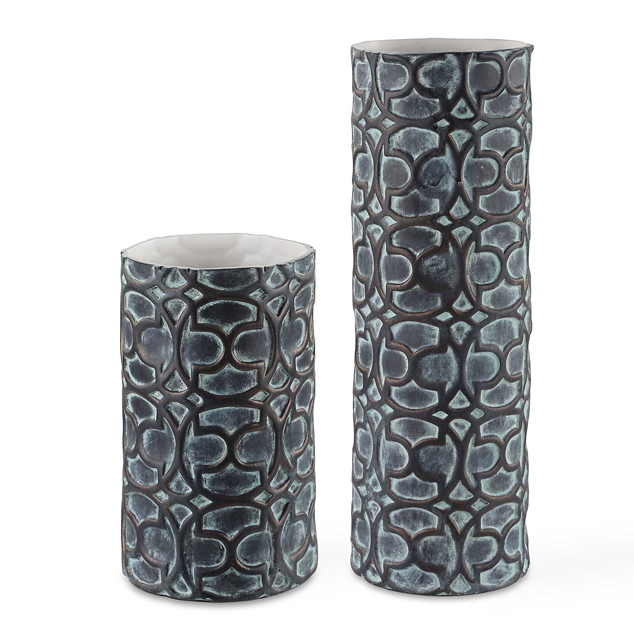 Baltra Bronze Patina Vases Set/2, Decorative by Uttermost, 6" width x 17.75" height x 6" depth View 1