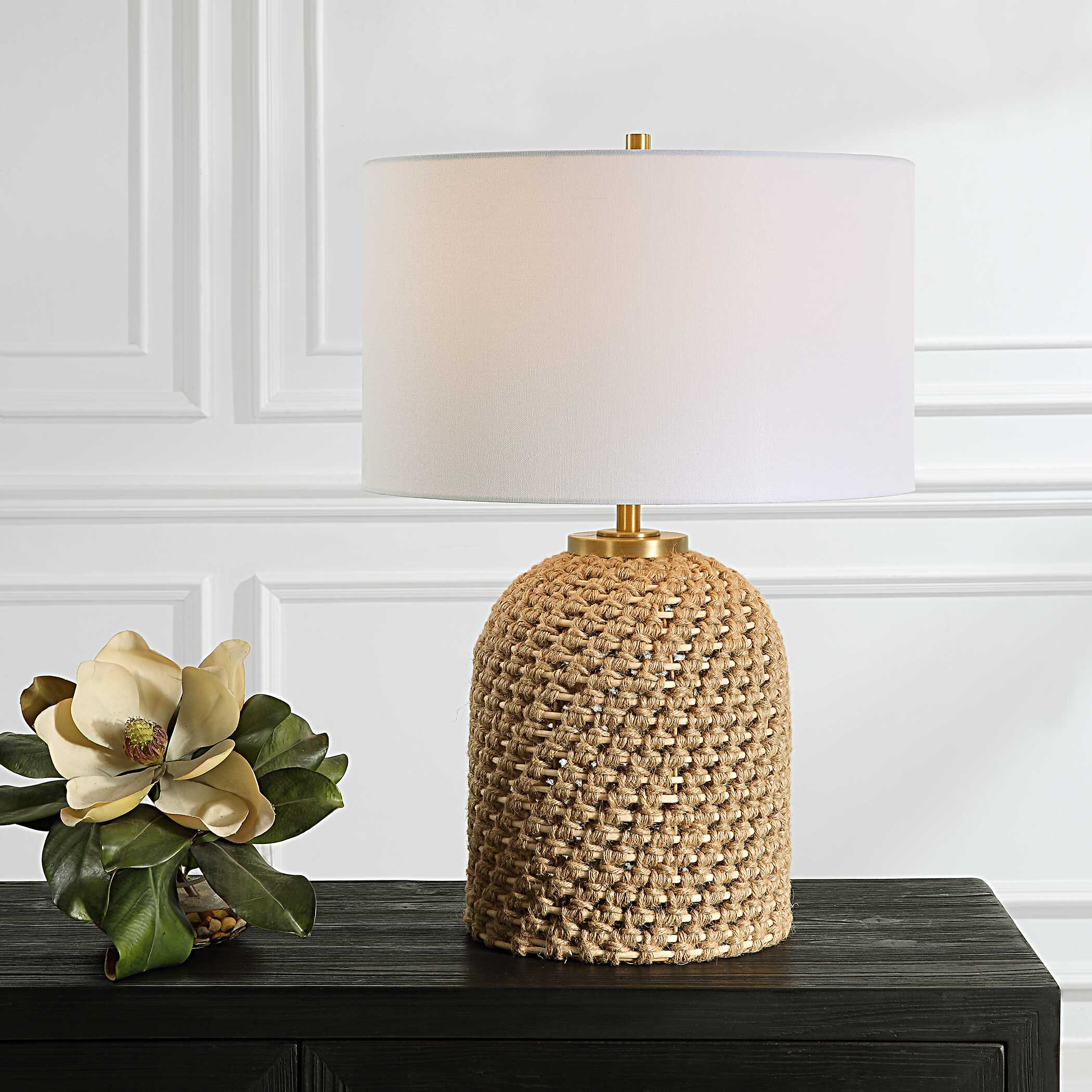 Kendari Rope & Rattan Table Lamp, by Uttermost, 17" width x 24.75" height x 17" depth View 2