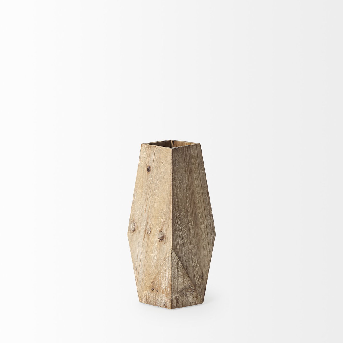Allen III Tall Natural Wooden Base Oval Vase, by Mercana, 10.63" length x 6.3" width x 11.3" height View 4
