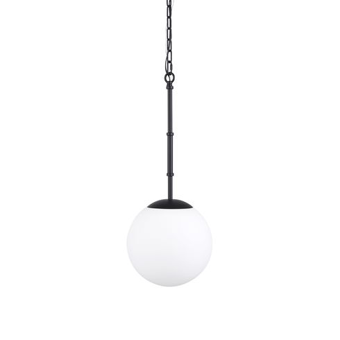 Edie Matte Black Metal with Frosted Glass Globe 1-Light Pendant