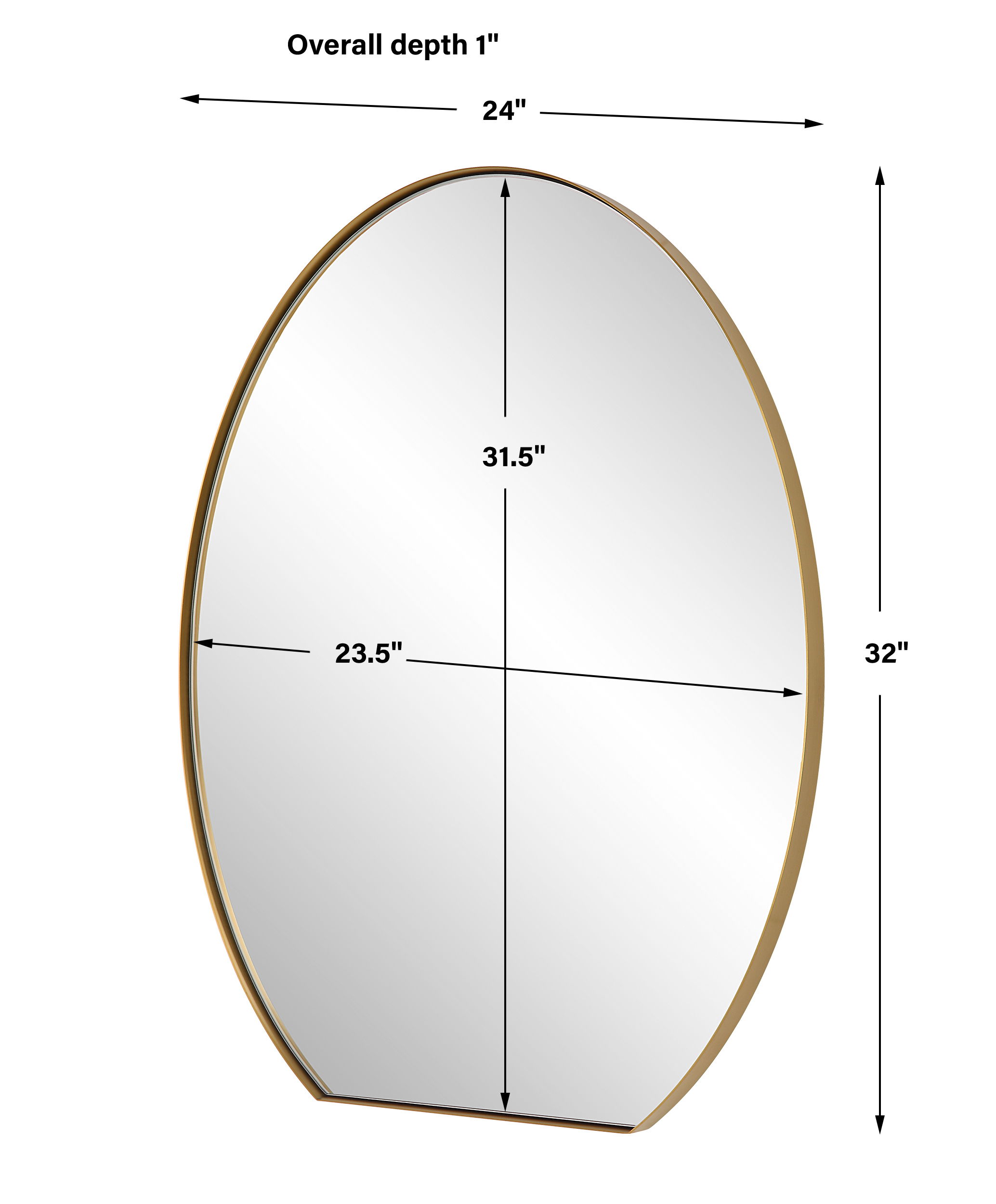 Cabell Brass Oval Mirror, by Uttermost, 24" width x 32" height x 1" depth View 3