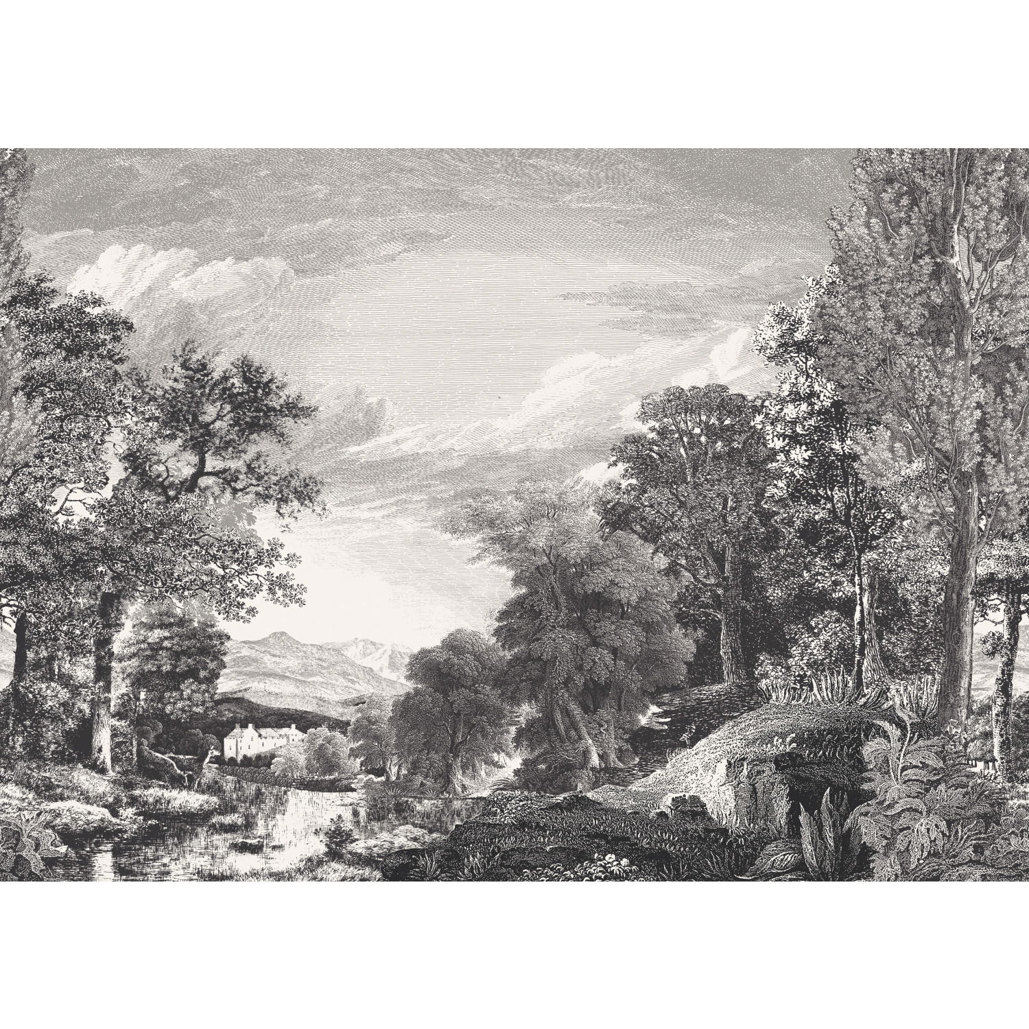Provincial Scenic Black Wall Mural large image 
