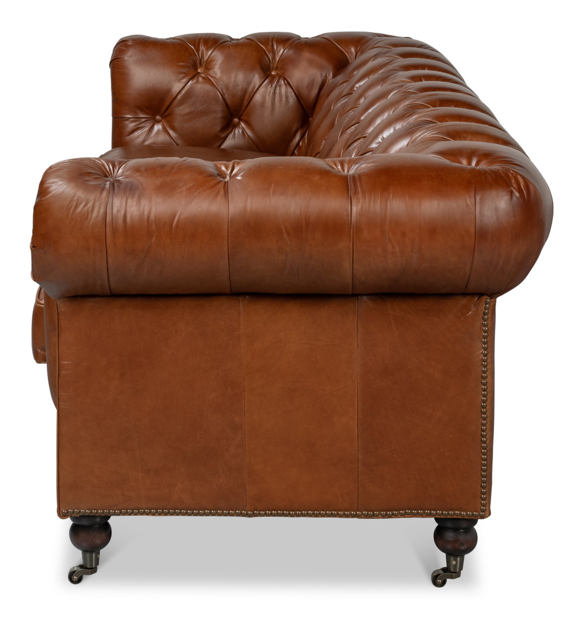 Castered Chesterfield Sofa, by Sarreid, 3'2" length x 7'5" width x 2'8" height View 11