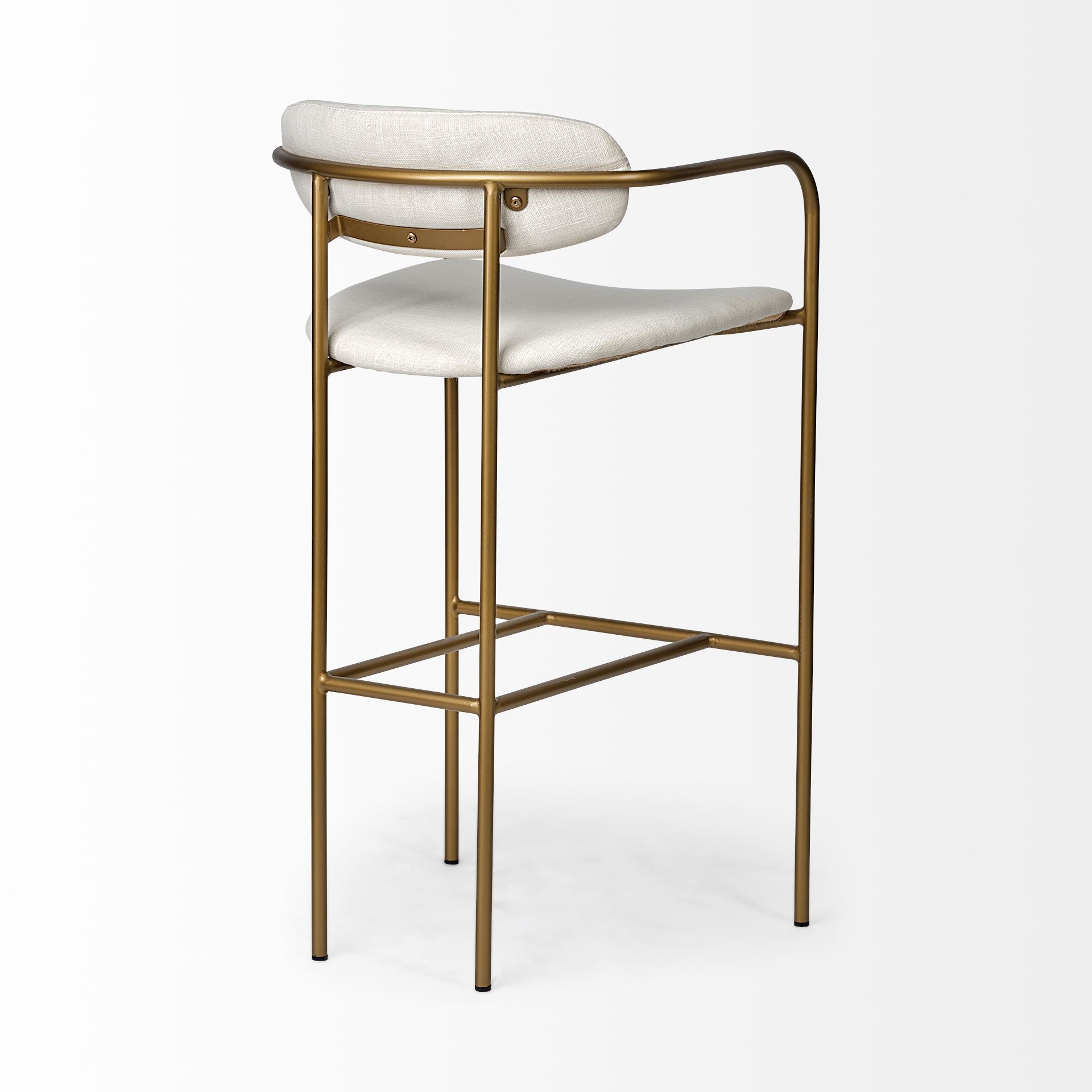 Parker 30' Seat Height Cream Fabric Seat Gold Metal Bar Stool large image 