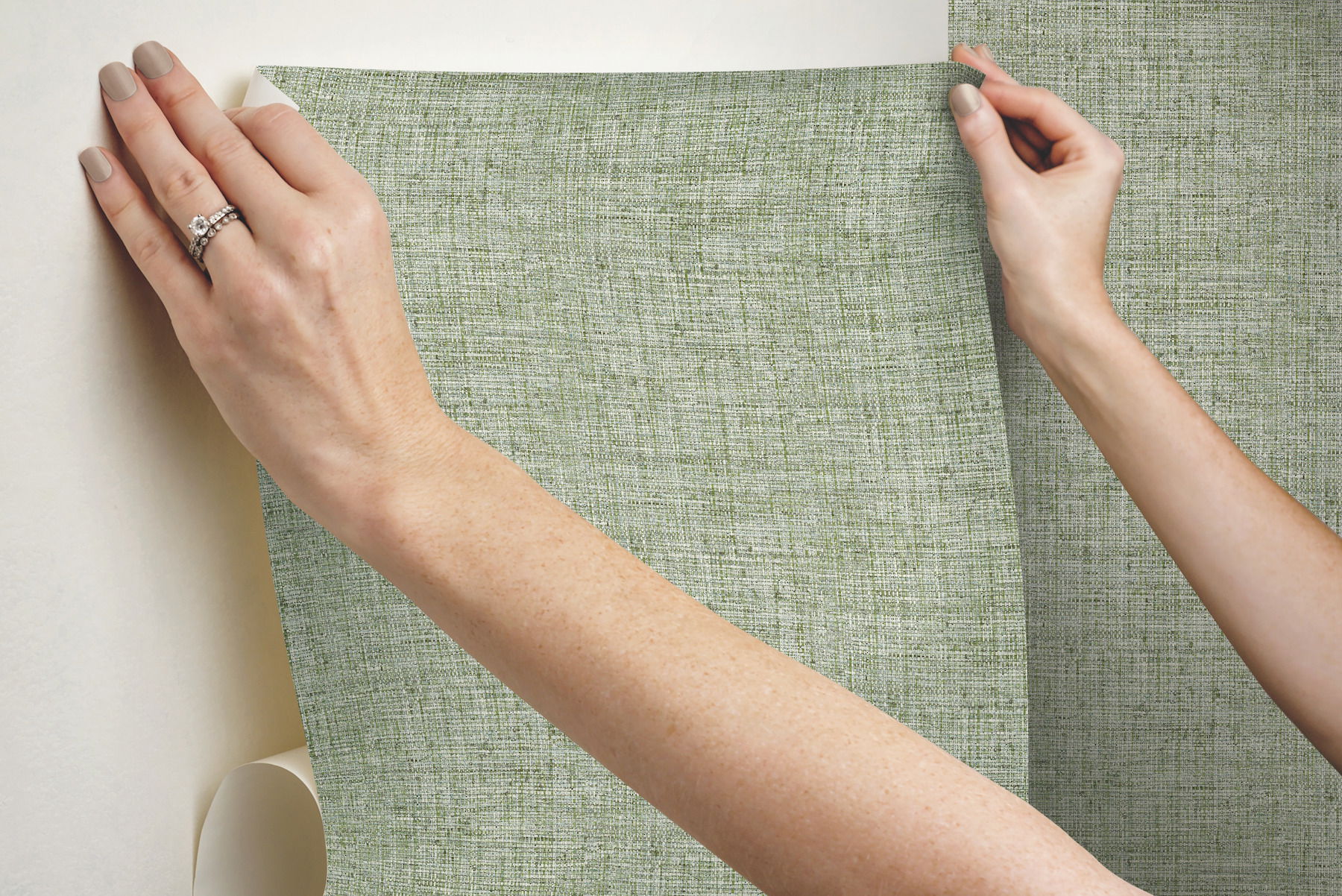 Papyrus Weave Green Peel & Stick Wallpaper large image 