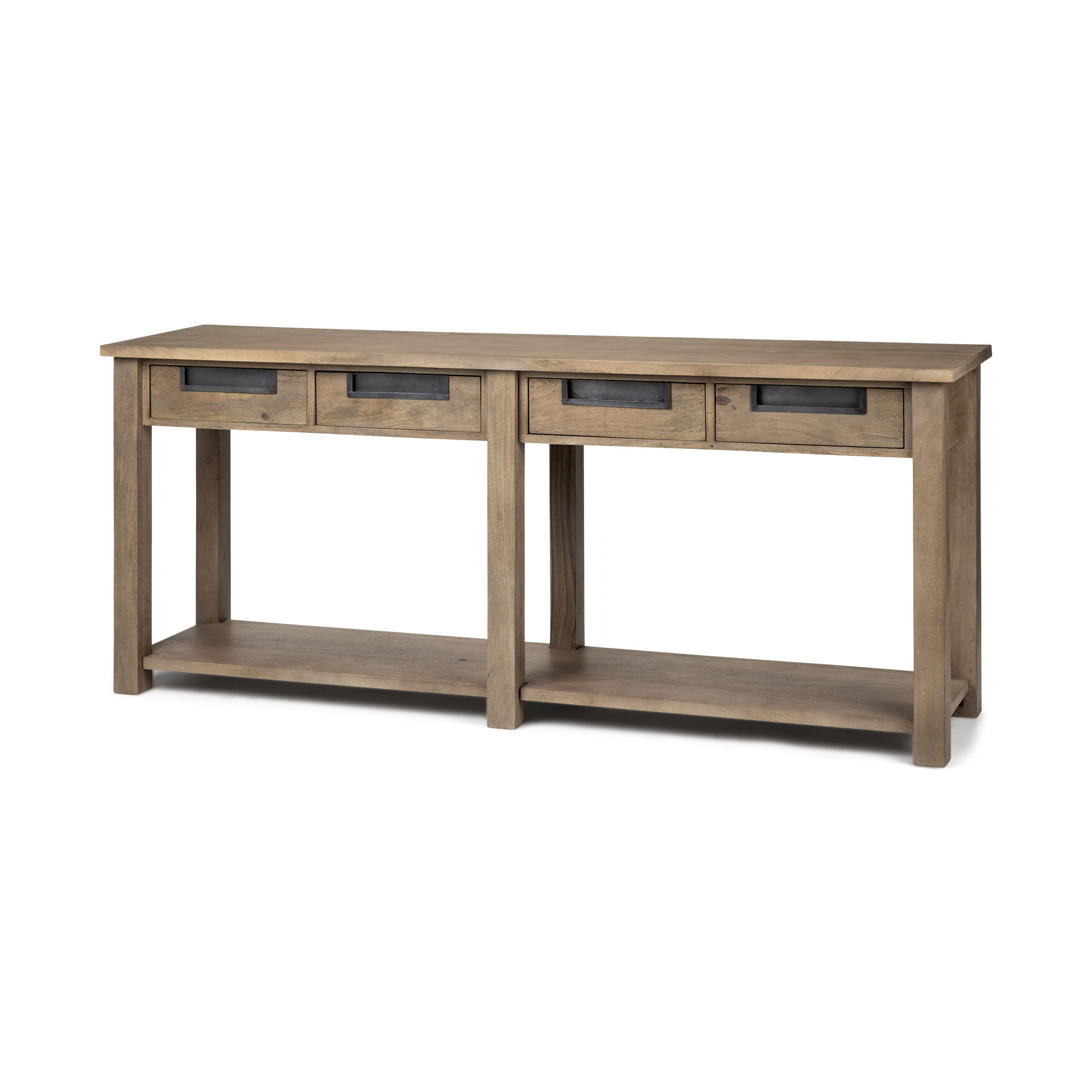 Harrelson III 72L x 18W Brown Wood 4 Drawer Console Table large image 