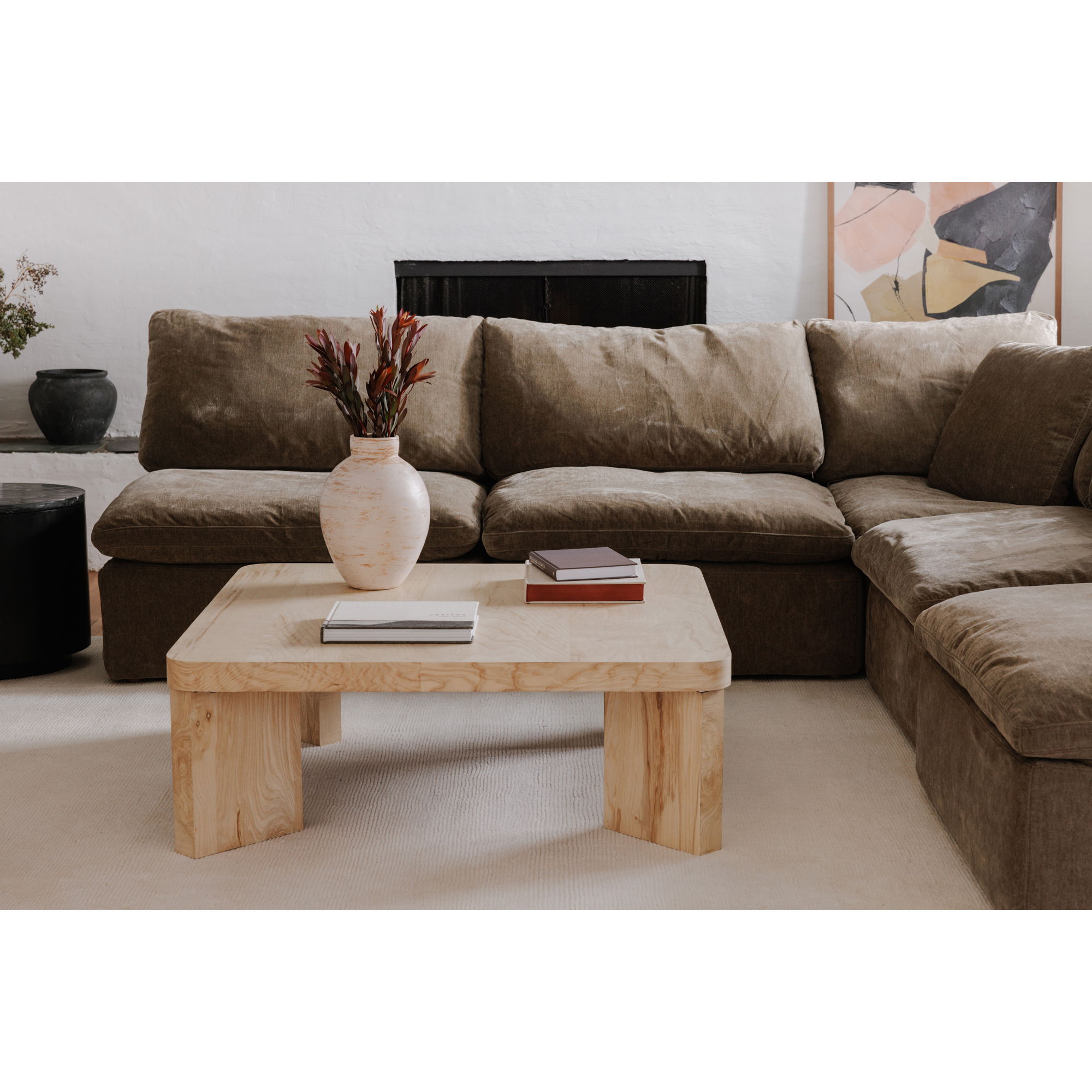 Oregon Square Coffee Table Blonde, by Moe's Home, 42" width x 15" height x 42" depth View 6