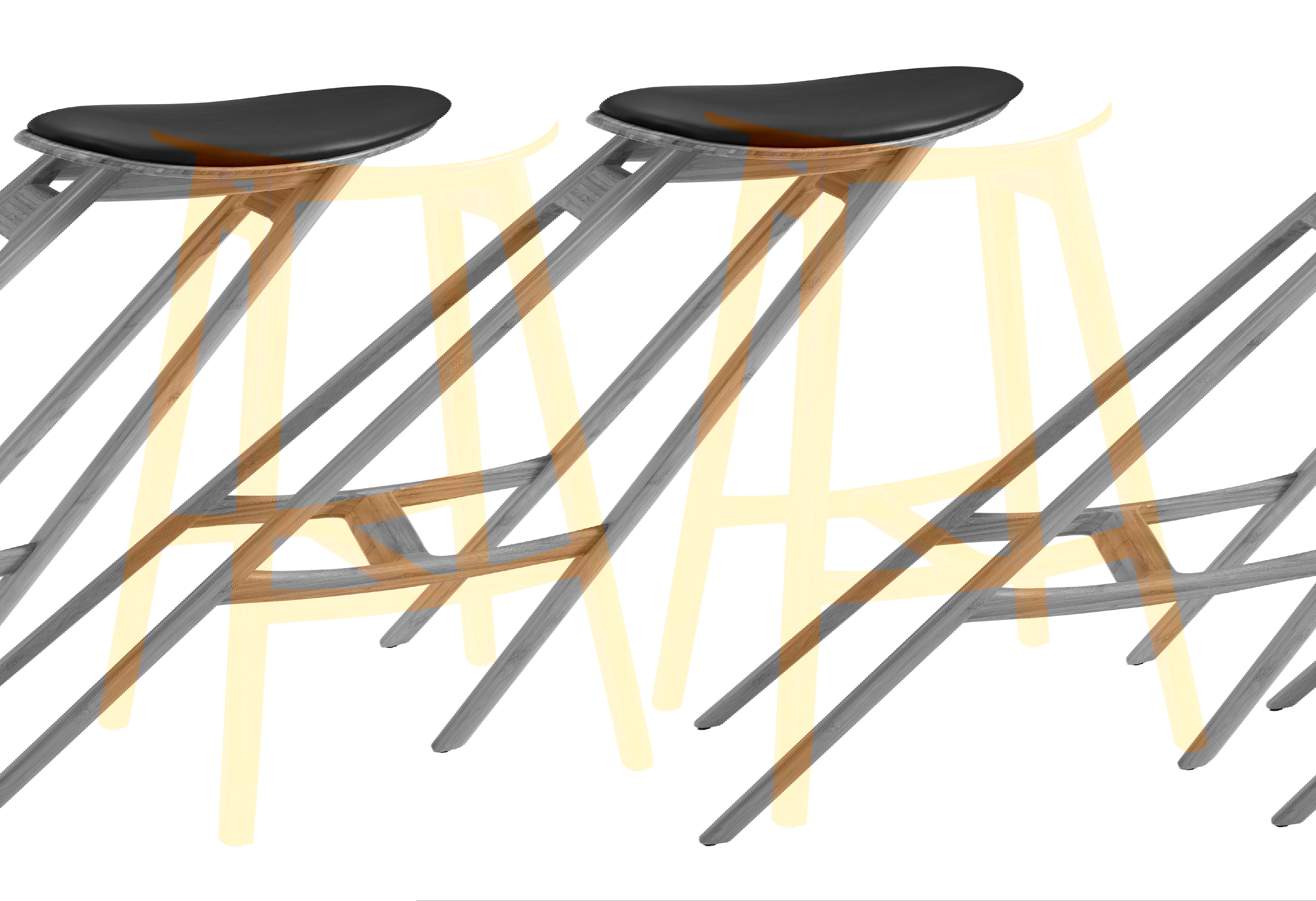 Skol Counter Height Stool With Leather Seat, Caramelized, (Set of 2), Counter & Bar Stool by Greenington, 15.75" length x 20" width x 27.75" height View 1