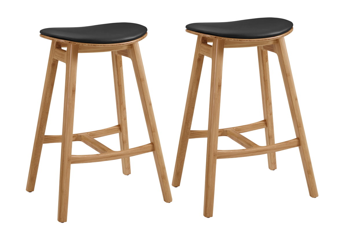 Skol Counter Height Stool With Leather Seat, Caramelized, (Set of 2), Counter & Bar Stool by Greenington, 15.75" length x 20" width x 27.75" height View 1