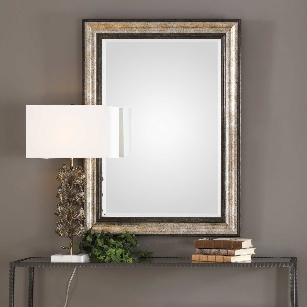 Shefford Antiqued Silver Mirror, by Uttermost, 31" width x 43" height x 1.62" depth View 2