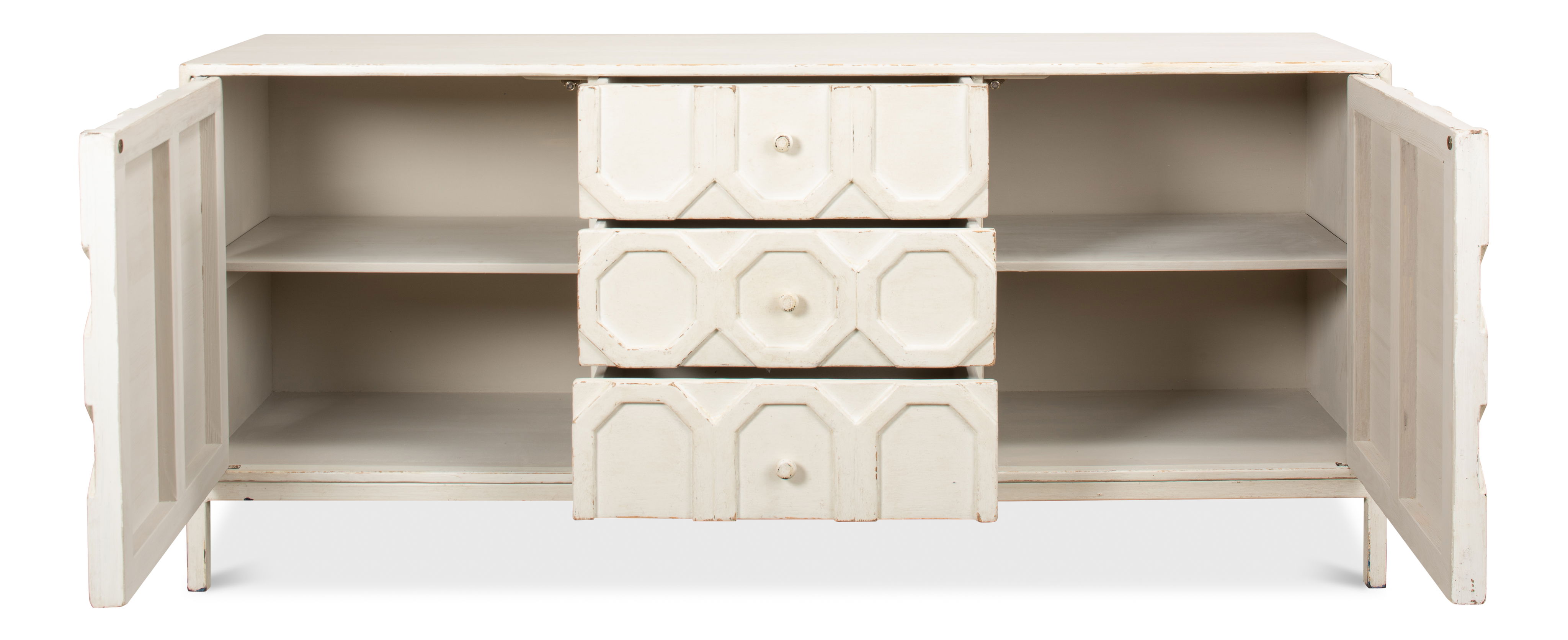 Becket Sideboard, Antique White, Cabinets & Sideboard by Sarreid, 74" length x 20" width x 33" height View 10