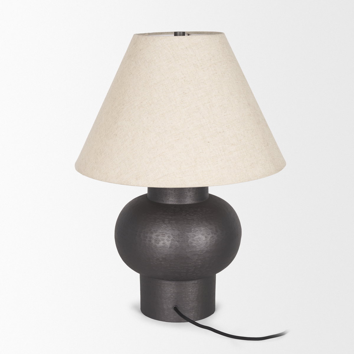 Salaah Black Brushed Metal with Beige Shade Table Lamp, by Mercana, 19.5" length x 19.5" width x 26" height View 6