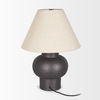 Salaah Black Brushed Metal with Beige Shade Table Lamp, by Mercana, 19.5" length x 19.5" width x 26" height thumbnail 4