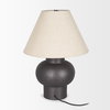 Salaah Black Brushed Metal with Beige Shade Table Lamp, by Mercana, 19.5" length x 19.5" width x 26" height thumbnail 6