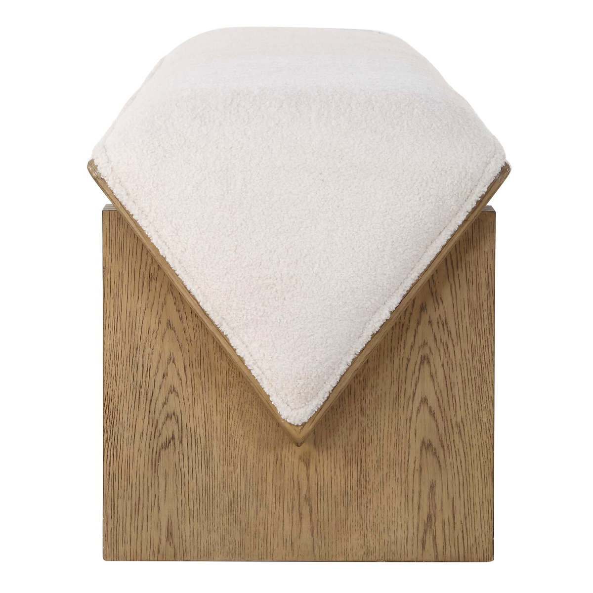 Wedged Ivory Fabric Bench, Benche by Uttermost, 59" width x 17" height x 19" depth View 6