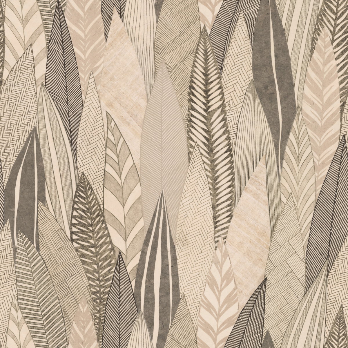 Fern & Feathers Tan Peel & Stick Wallpaper, by York Wall, 18'10.8" length x 1'6" width x 0.02" depth