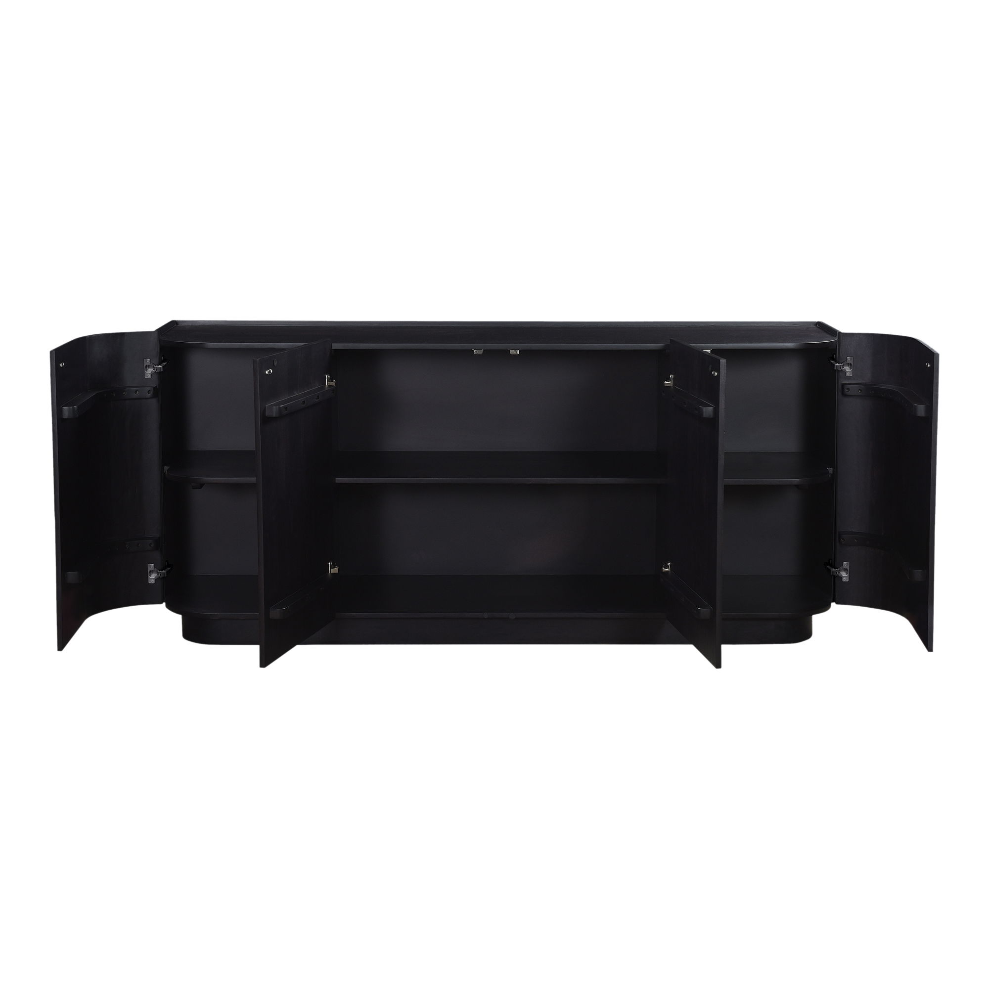 Povera 4 Door Sideboard Black, Cabinets & Sideboard by Moe's Home, 72" width x 32" height x 18" depth View 2