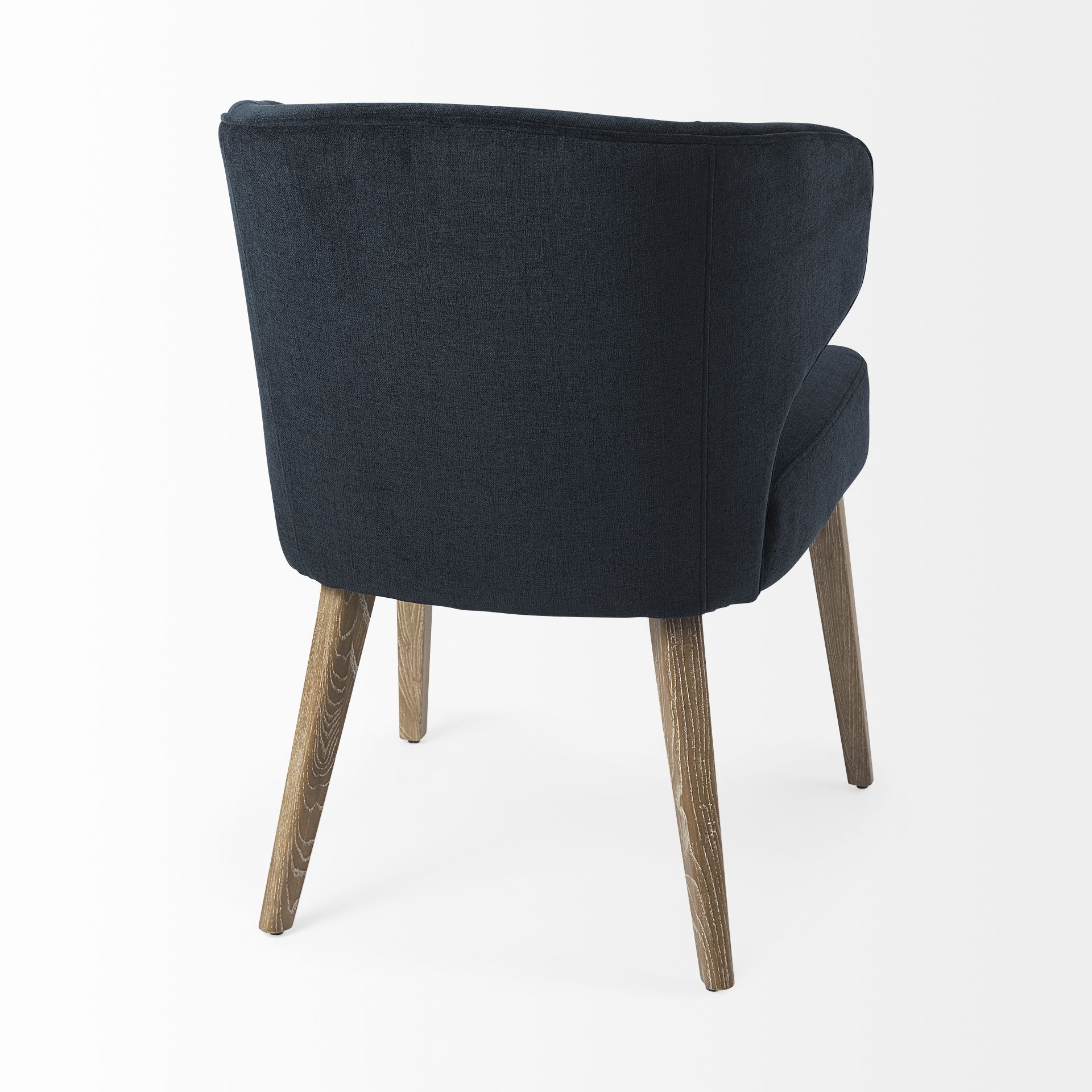 Niles 23.5L x 24.0W x 32.0H Navy Fabric Seat with Medium Brown Wooden Legs Wingback Dining Chair large image 