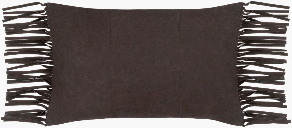 Suede Fringe Lumbar Pillow Poly large image 