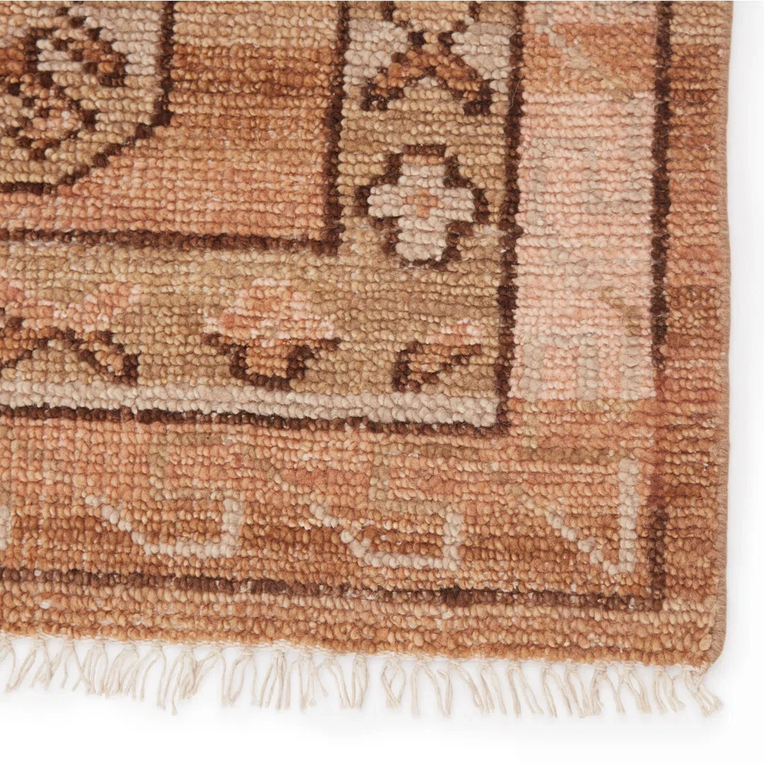 Jaipur Living Ziba JIN01 Handknotted Medallion Blush and Beige Runner Rug (3'x10'), 6' width x 9' height x 0.5" depth View 1