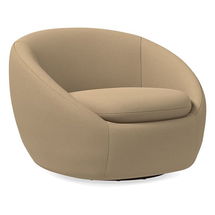 Online Designer Bedroom Cozy Swivel Chair, Poly, Performance Velvet, Camel