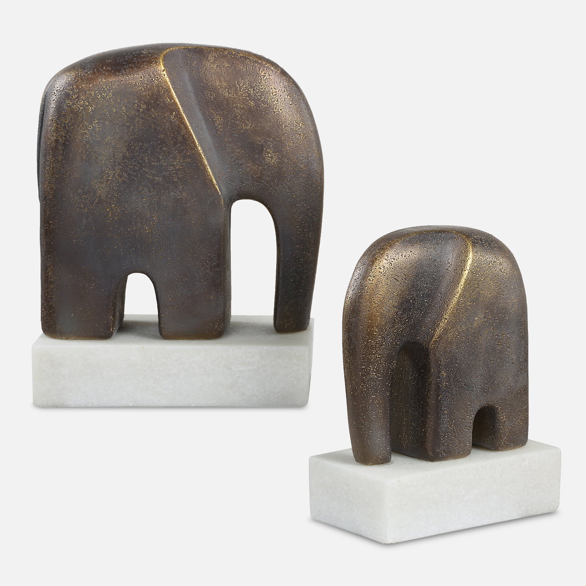 Timeless Tusk Bronze Sculptures Set/2, Figurines & Statue by Uttermost, 7.4" width x 9.06" height x 3.94" depth View 1