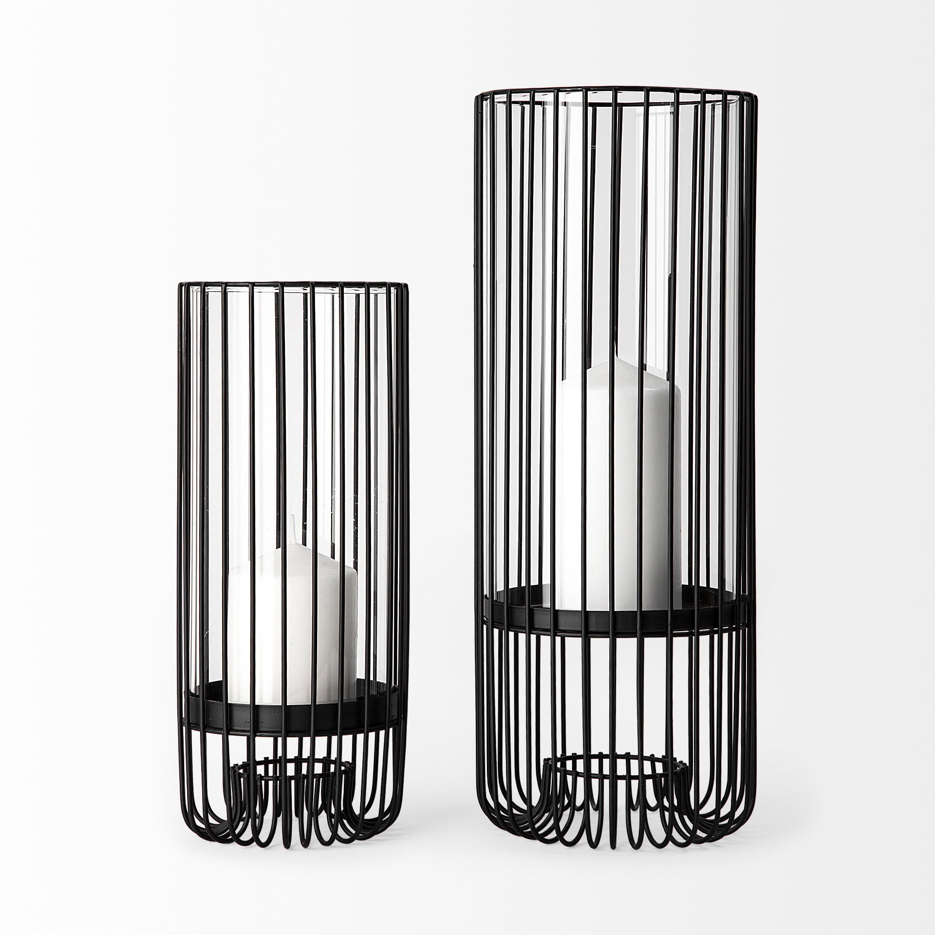 Velo II Large Black Metal Cylindrical Table Candle Holder, Candles & Candle Holder by Mercana, 6.3" length x 6.3" width x 16.73" height View 4