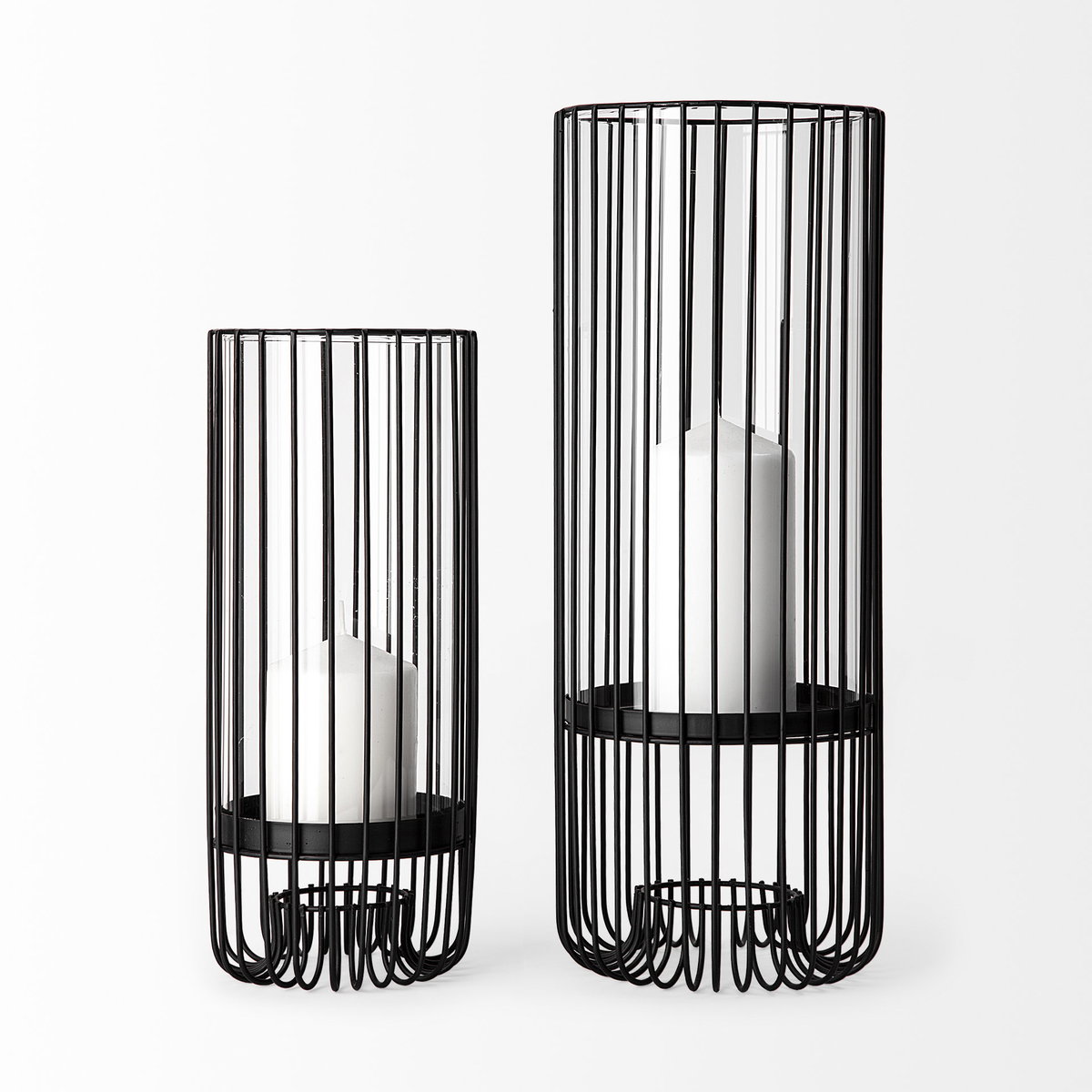 Velo II Large Black Metal Cylindrical Table Candle Holder, Candles & Candle Holder by Mercana, 6.3" length x 6.3" width x 16.73" height View 4