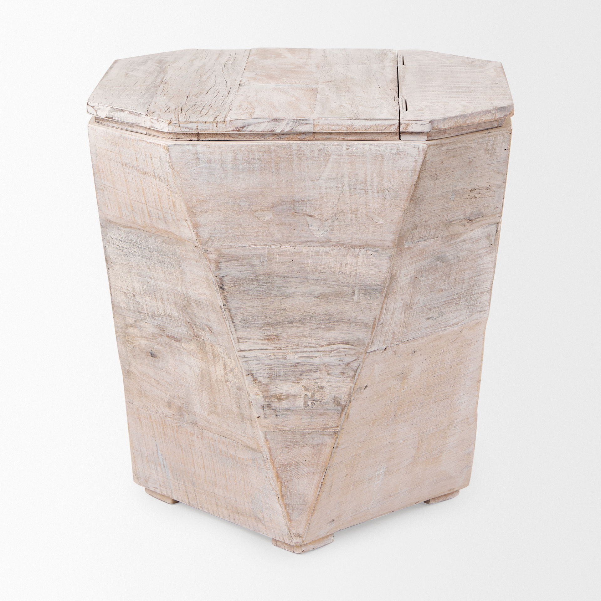 Esagono Octagonal Reclaimed Wood End/Side Table with Storage, Side & End Table by Mercana, 19" length x 19" width x 20.5" height View 5