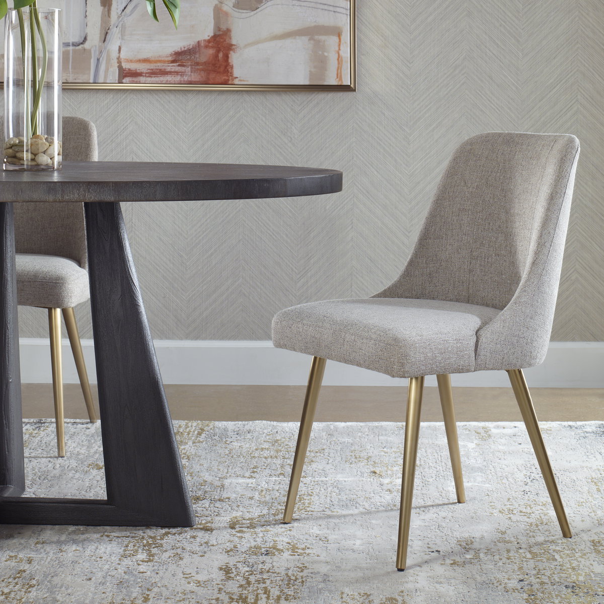 Bramwell Gray Dining Chair, by Uttermost, 21" width x 34" height x 22.5" depth View 2