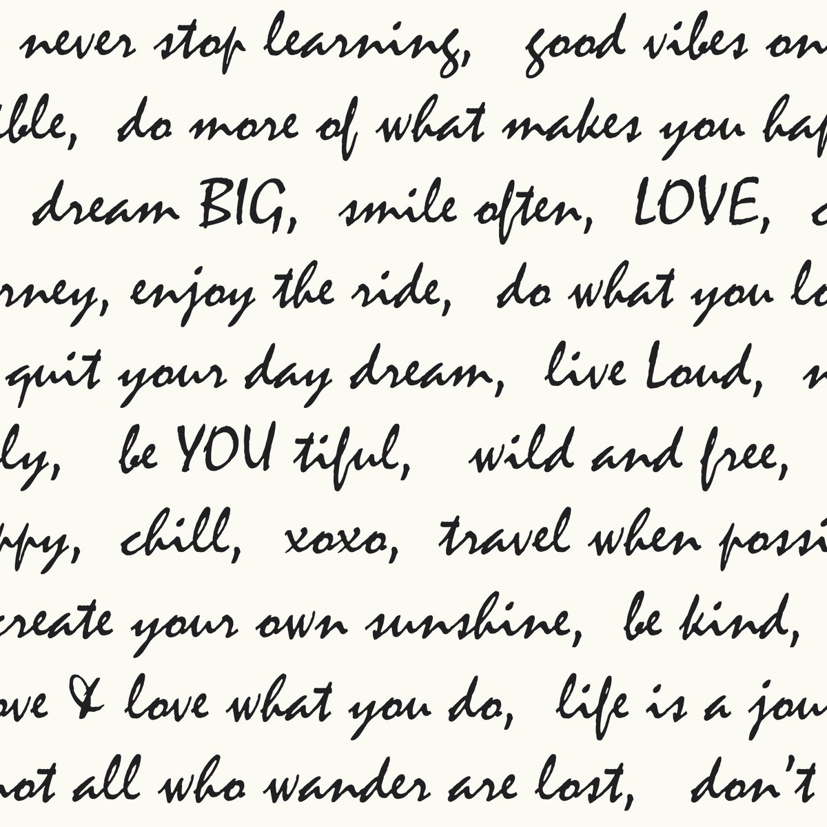 Dream Big Script Black Peel & Stick Wallpaper, by York Wall, 16'6" length x 1'8.5" width x 0.02" depth