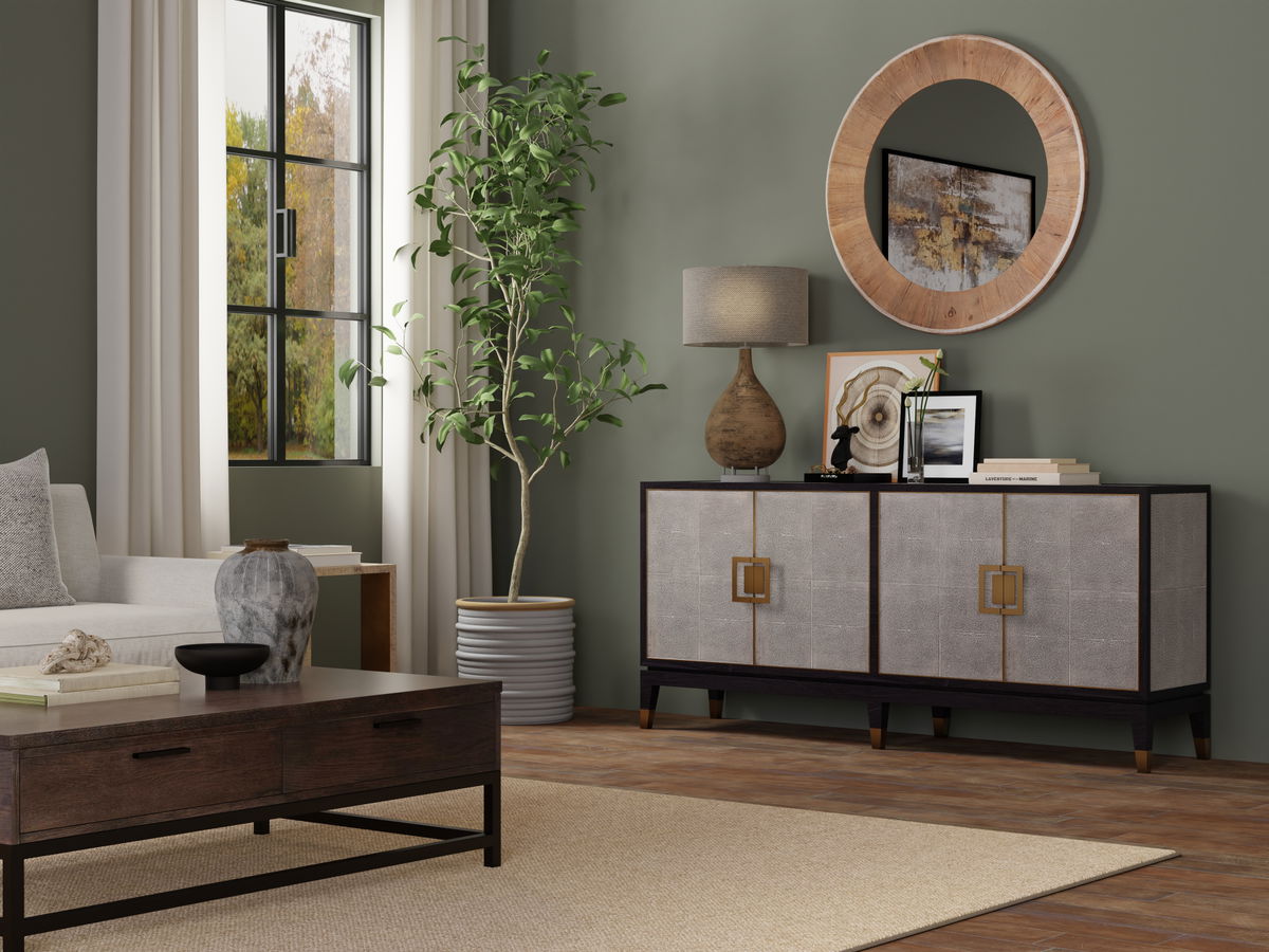 Beto Four Door Sideboard, by Sarreid, 1'6" length x 6'4" width x 2'10" height View 14